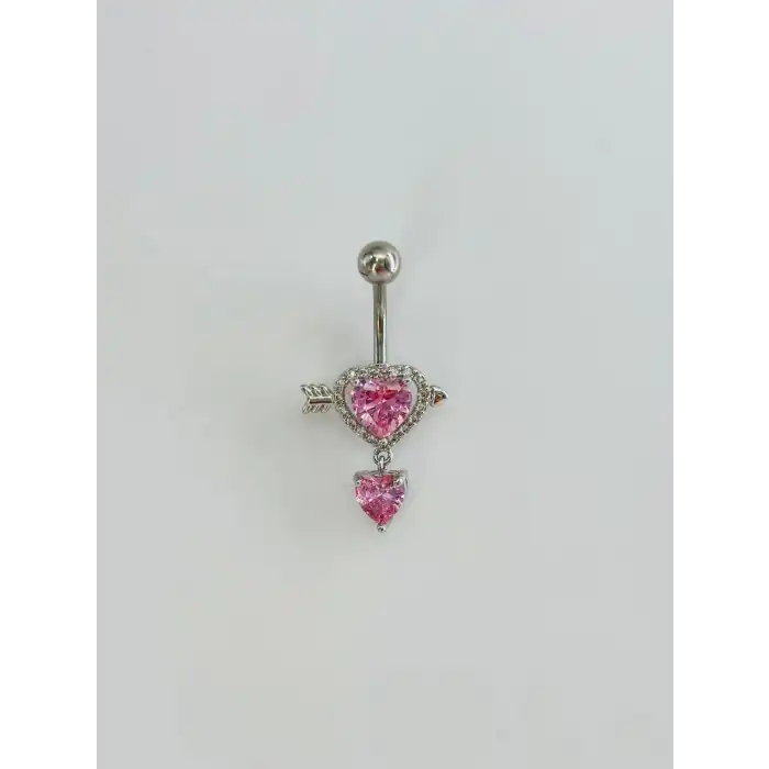 Kalp Detaylı Göbek Piercing