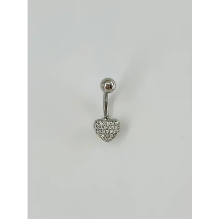 Kalp Detaylı Göbek Piercing