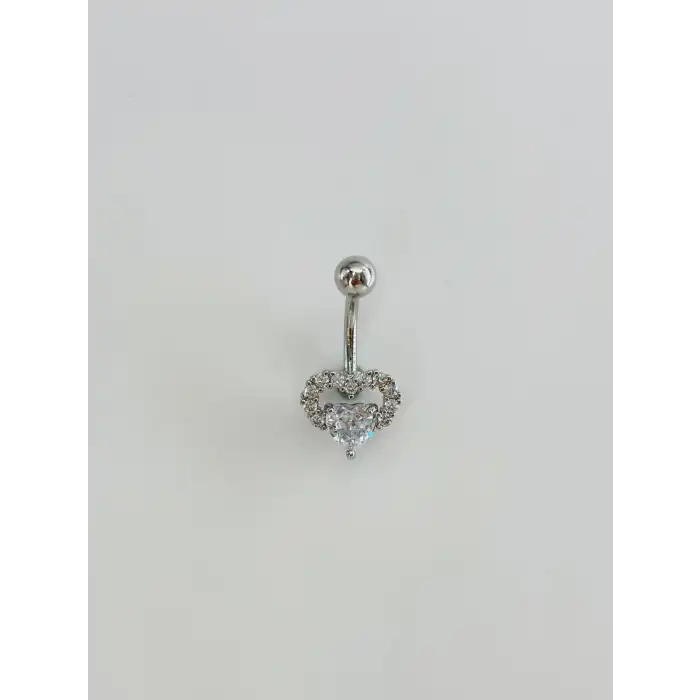 Kalp Detaylı Göbek Piercing