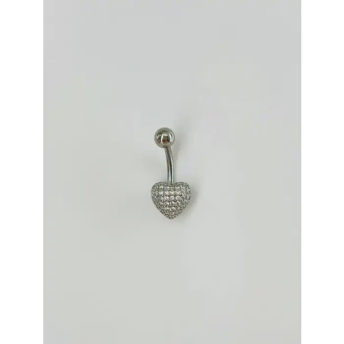Kalp Detaylı Göbek Piercing