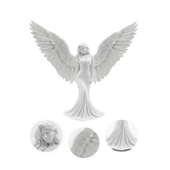 Kanatlı Melek Figürü 3D Baskı Dekoratif Heykel Biblo Ev Ofis Aksesuarı