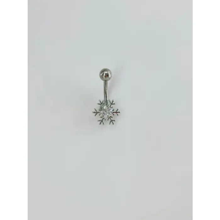 Kar Tanesi Detaylı Göbek Piercing