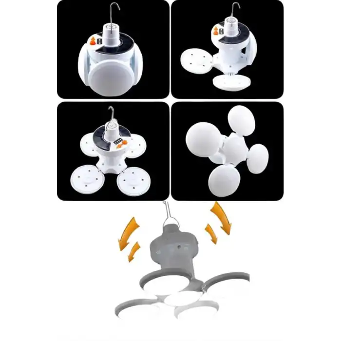 Katlanabilir Askılı Kamp Lambası 5 Kanatlı Pratik Güneş Enerjili