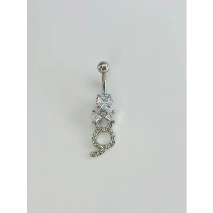 Kedi Detaylı Göbek Piercing