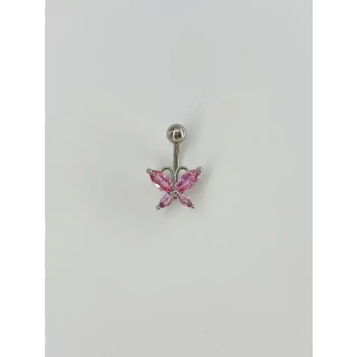 Kelebek Detaylı Göbek Piercing