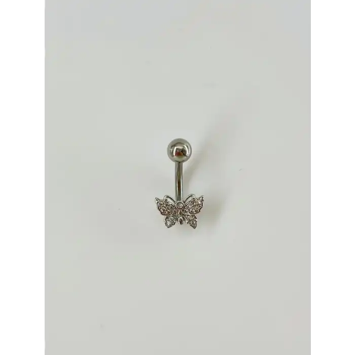 Kelebek Detaylı Göbek Piercing
