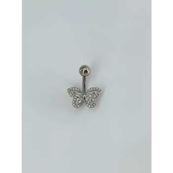 Kelebek Detaylı Göbek Piercing