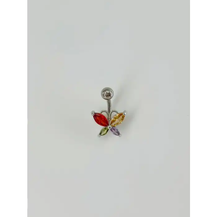 Kelebek Detaylı Göbek Piercing