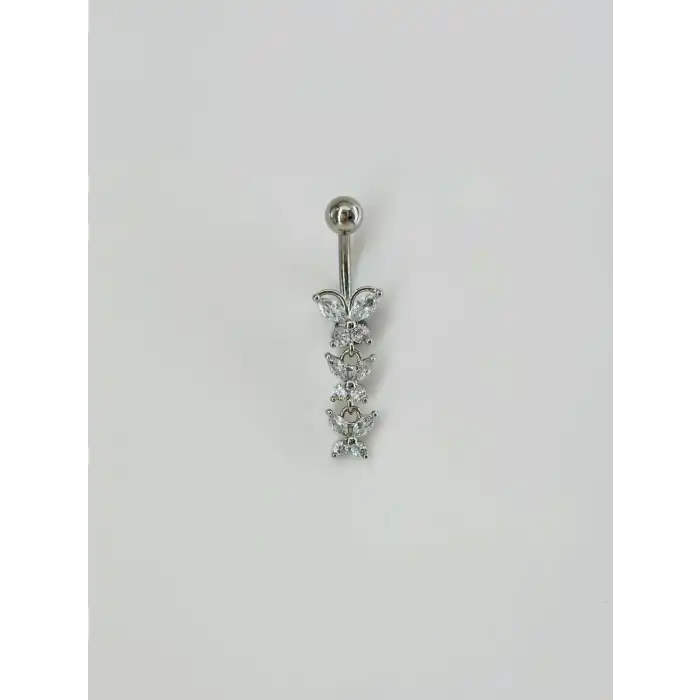 Kelebek Detaylı Sallantılı Göbek Piercing
