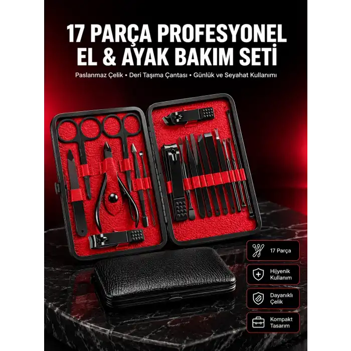 Kompakt ve Şık Tasarımlı 17 Parça Bakım Seti Yeni Nesil