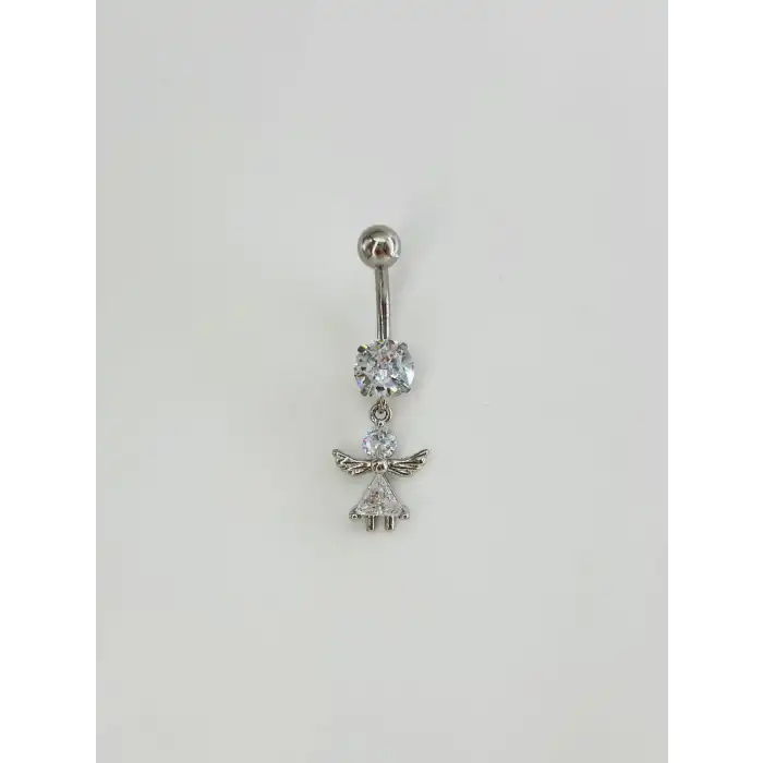 Koruyucu Melek Detaylı Göbek Piercing