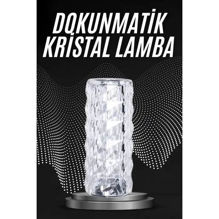 Kristal Lamba Masa Lambası Şarjlı Masa Lambası Dokunmatik Sensör Usb Şarjlı