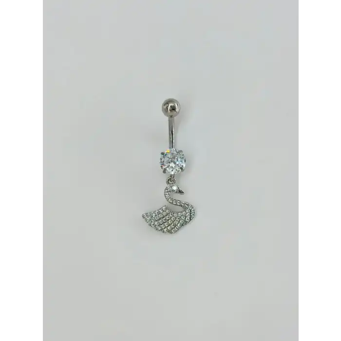 Kuğu Detaylı Göbek Piercing