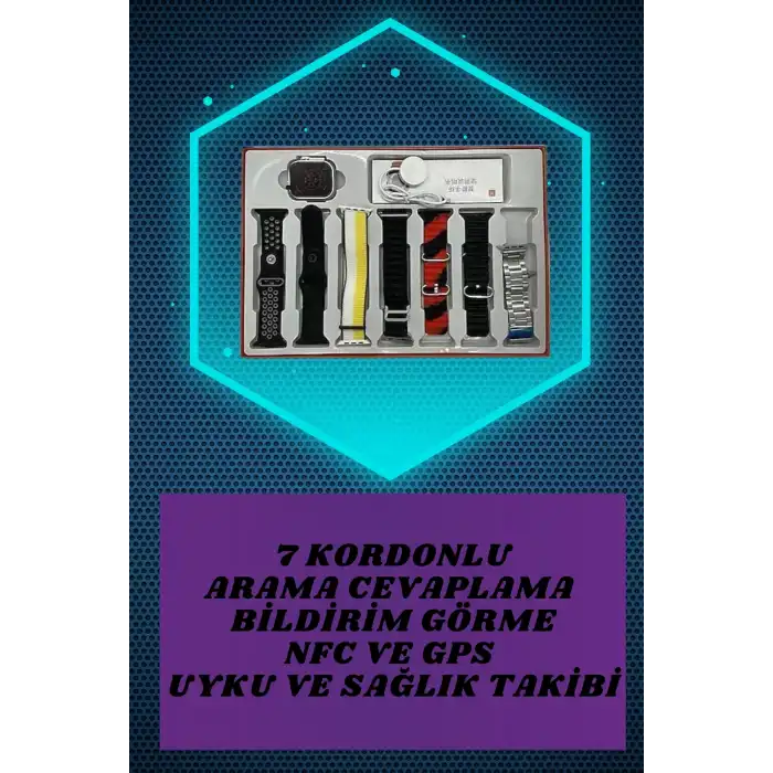 Kulak Üstü P9 Kablosuz Bluetooth Kulaklık ve 7 Kordonlu Akıllı Saat