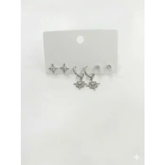 Kutup Yıldızı Detaylı Altılı Küpe