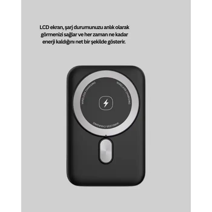LCD Ekranlı Kablosuz Powerbank Type C ve USB Çıkışlı