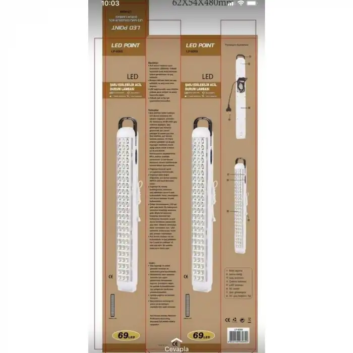 Ledpoint Lp-6069 Akülü 69 Led Şarjlı Işıldak