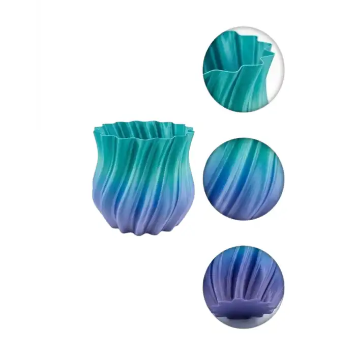 Mavi Degrade Kıvrımlı 3D Vazo Minimal Modern Ev Dekoru