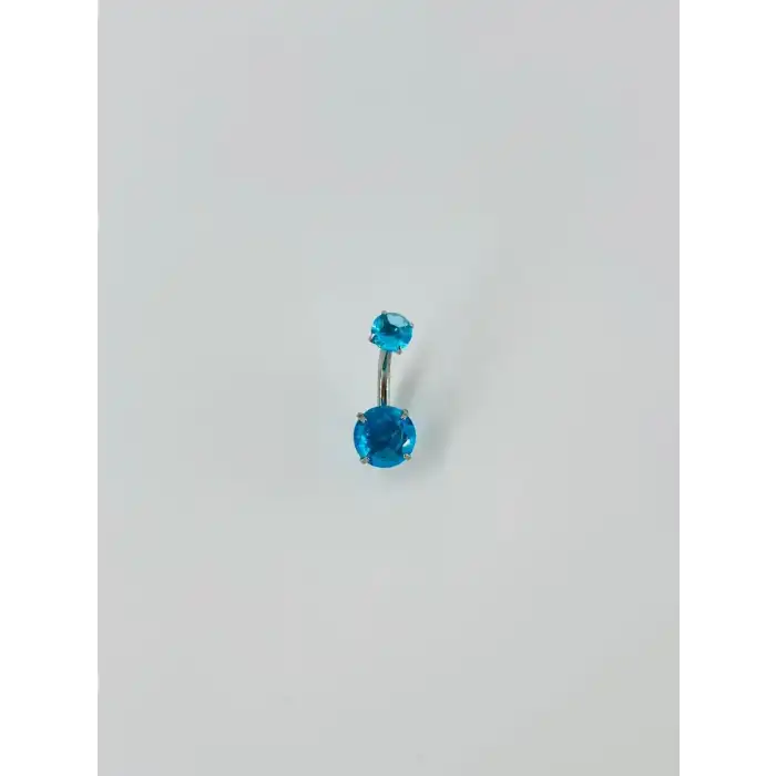 Mavi Taşlı Göbek Piercing