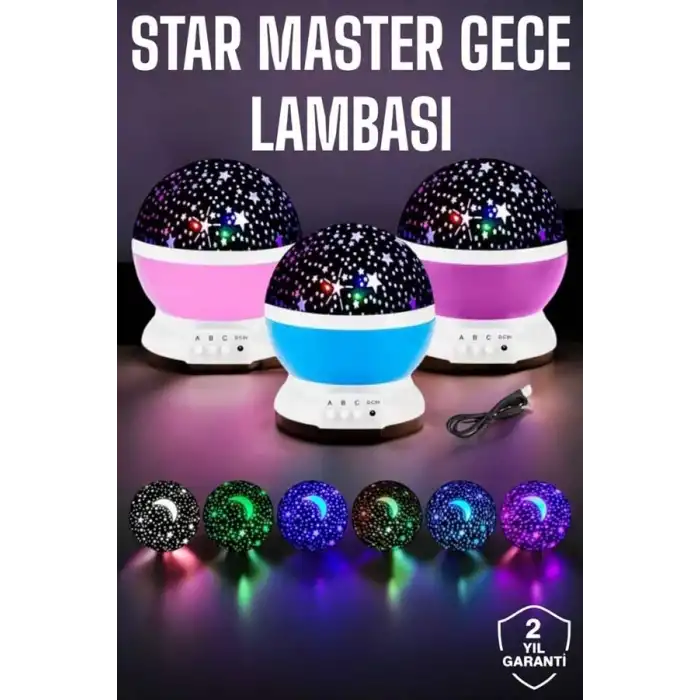 Mavi ve Mor Işıklı Star Master Projeksiyon Lambası
