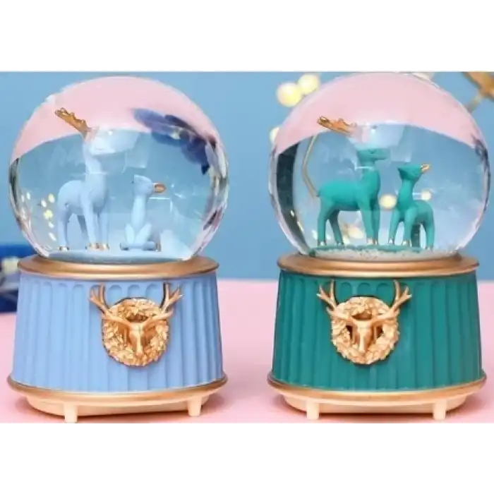 Mavi-yeşil Geyik Kar Küresi Küçük Boy