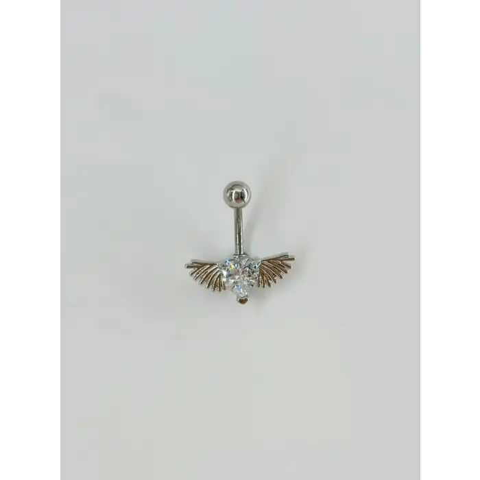 Melek Kanatlı Kalp Detaylı Göbek Piercing