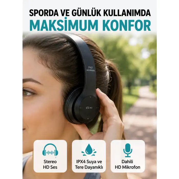 Mikrofonlu Kablosuz Kulaklık | Uzun Pil Ömrü ve Stereo Ses Performansı Yeni Nesil