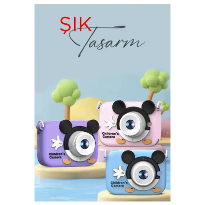 Mini 1080p Hd Çocuk Kamera Dijital Fotoğraf Makinesi 2.0 Inç Ekran 5 Adet Oyun Mor