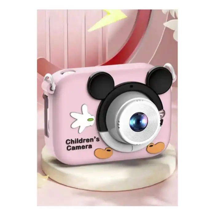 Mini 1080p Hd Çocuk Kamera Dijital Fotoğraf Makinesi 2.0 Inç Ekran 5 Adet Oyun Pembe