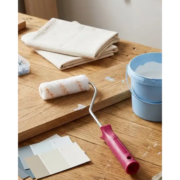 Mini Boya Fırça Seti 10 Cm Rulo Fırça 6 Adet Yedek Rulo Hediyeli Duvar Boyama Aparatı