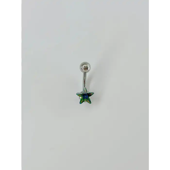 Mistik Topaz Taşlı Yıldız Detaylı Göbek Piercing