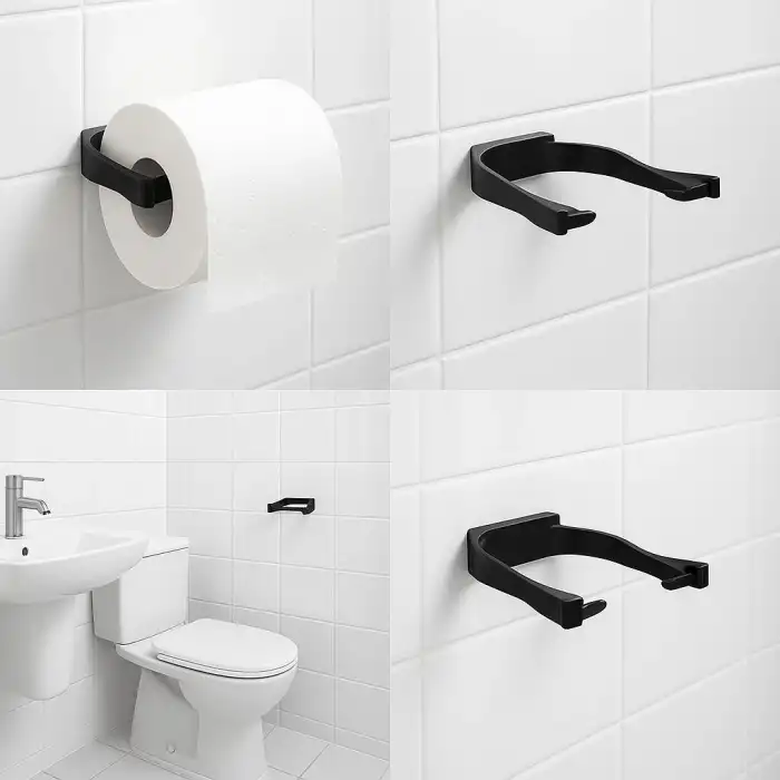 Modern Siyah Tuvalet Kağıtlığı Duvar Tipi Minimal Tasarım Peçetelik