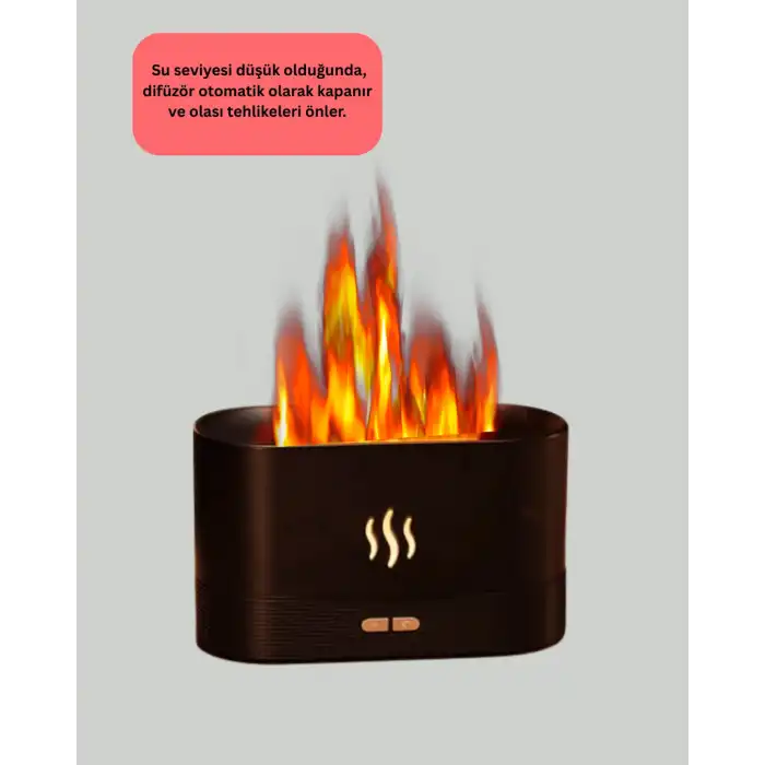 Modern Tasarımlı Alev Efektli LED Aromaterapi Hava Nemlendirici