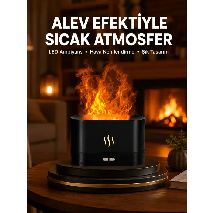 Kumandalı Alev Görünümlü LED Hava Nemlendirici Buhar Makinesi Yeni Nesil