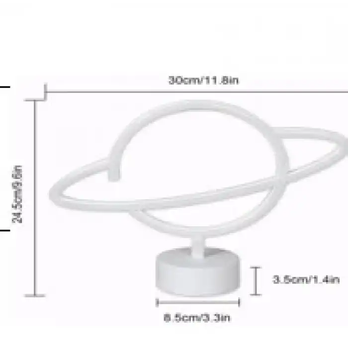 Neon Işıklı Satürn Lamba Pil+usb Mz-503