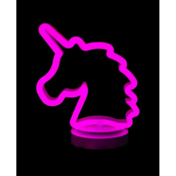 Neon Işıklı Unicorn Masa Gece Lambası Pil+usb