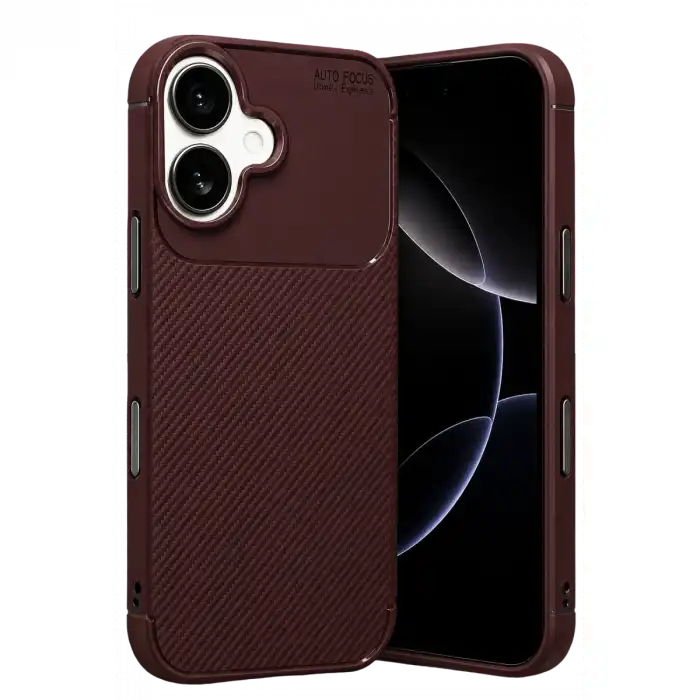 Newface Apple İphone 17 Auto Focus Karbon Kapak - Bordo
