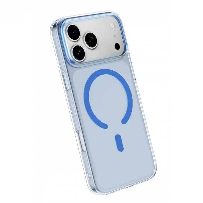 Newface Apple İphone 18 Pro Combo Sert Şeffaf Magsafe Kapak - Açık Mavi