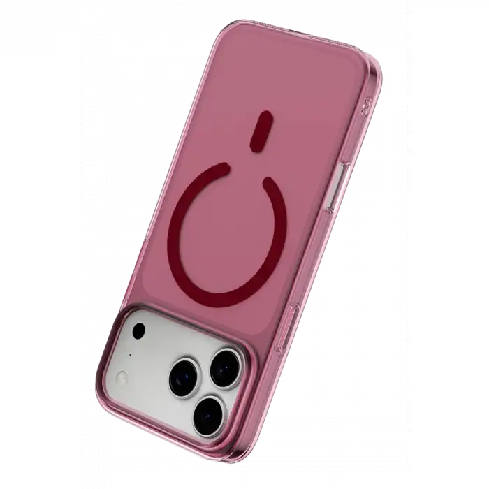 Newface Apple İphone 18 Pro Combo Sert Şeffaf Magsafe Kapak - Bordo