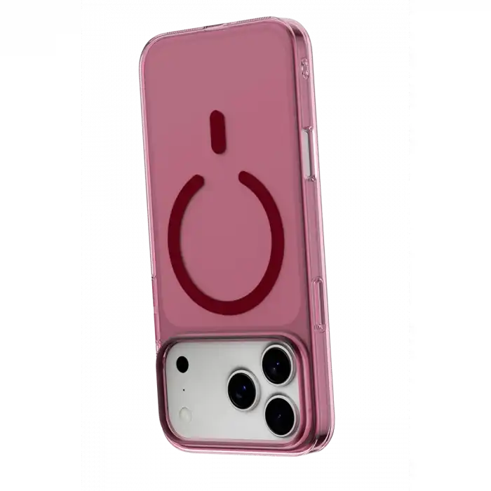 Newface Apple İphone 18 Pro Combo Sert Şeffaf Magsafe Kapak - Bordo