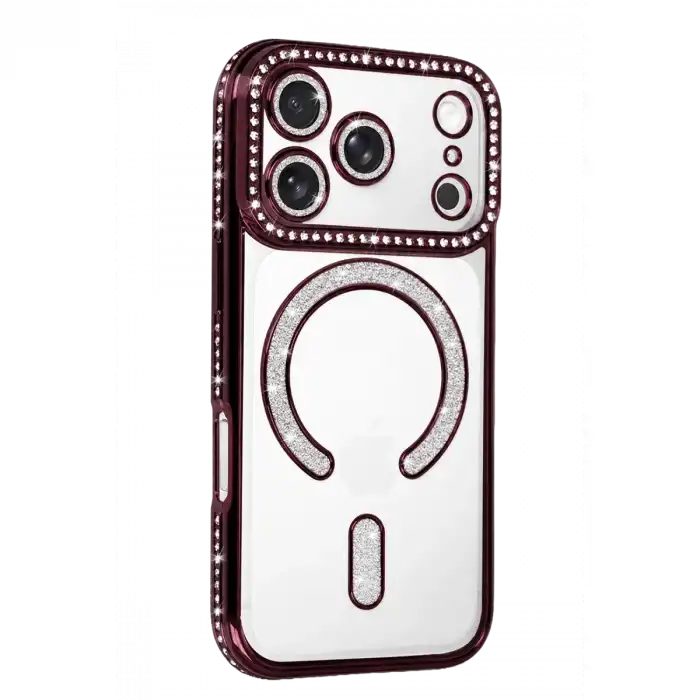 Newface Apple İphone 18 Pro Max Joke Simli Magneticsafe Kılıf - Bordo