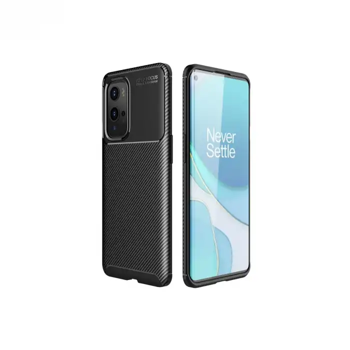 One Plus 9 Pro Kılıf Auto Focus Karbon Kapak - Siyah