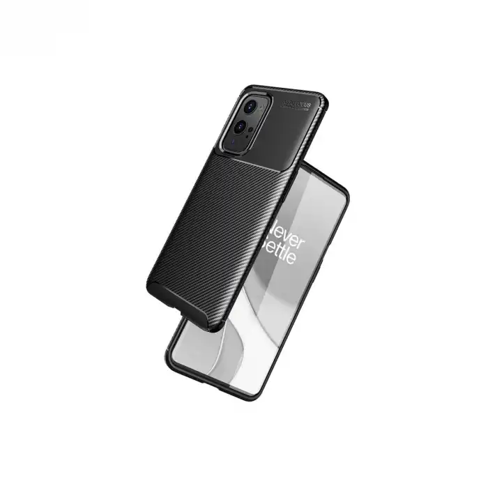 One Plus 9 Pro Kılıf Auto Focus Karbon Kapak - Siyah