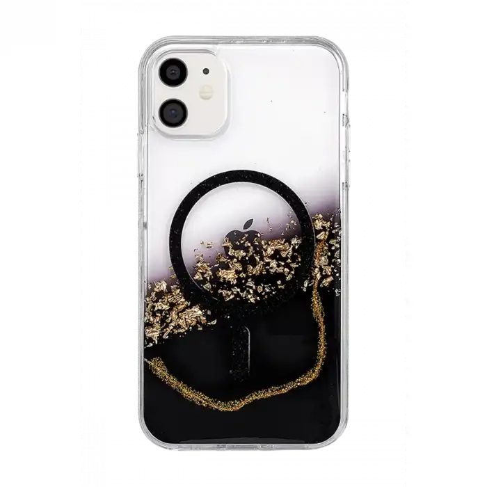 Onegif Apple İphone 11 Lotus Simli Magsafe Kapak - Siyah
