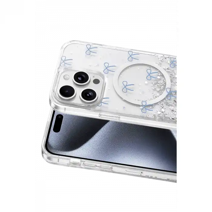 Onegif Apple İphone 14 Pro Max Misk Simli Magsafe Kapak - Desen 3