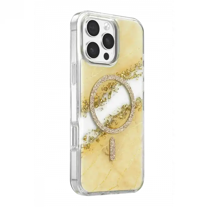 Onegif Apple İphone 16 Pro Max Lotus Simli Magsafe Kapak - Gümüş