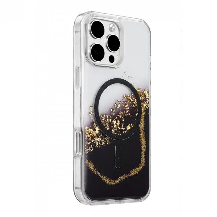 Onegif Apple İphone 16 Pro Max Lotus Simli Magsafe Kapak - Siyah