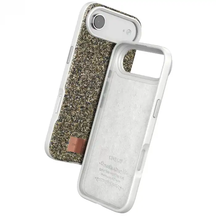 Onegif Apple İphone 17 Air Bright Simli Kapak - Çöl Titanyum