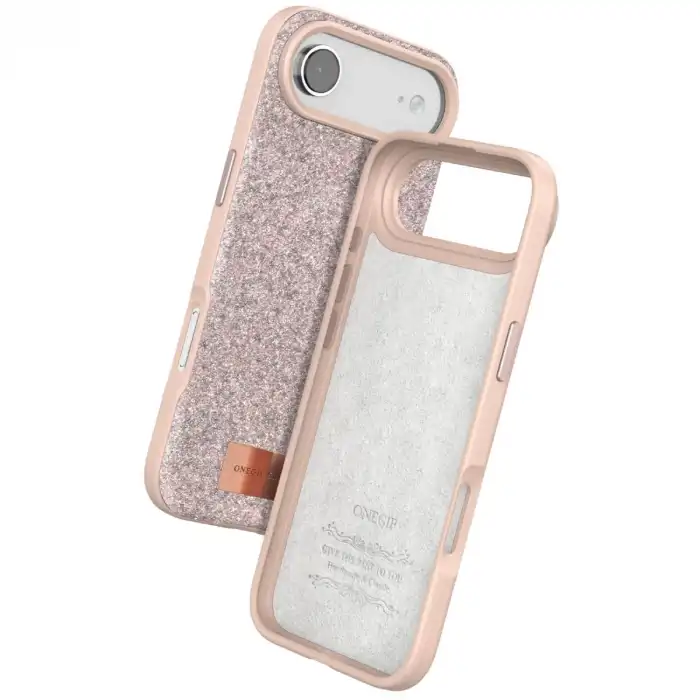 Onegif Apple İphone 17 Air Bright Simli Kapak - Pembe