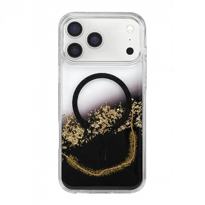 Onegif Apple İphone 17 Pro Lotus Simli Magsafe Kapak - Siyah